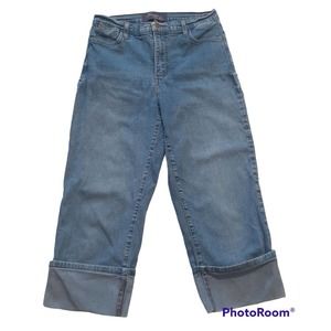 NYDJ Not Your Daughter's Jeans Midrise Cuffed Capri Jeans w/Bling Sz 6